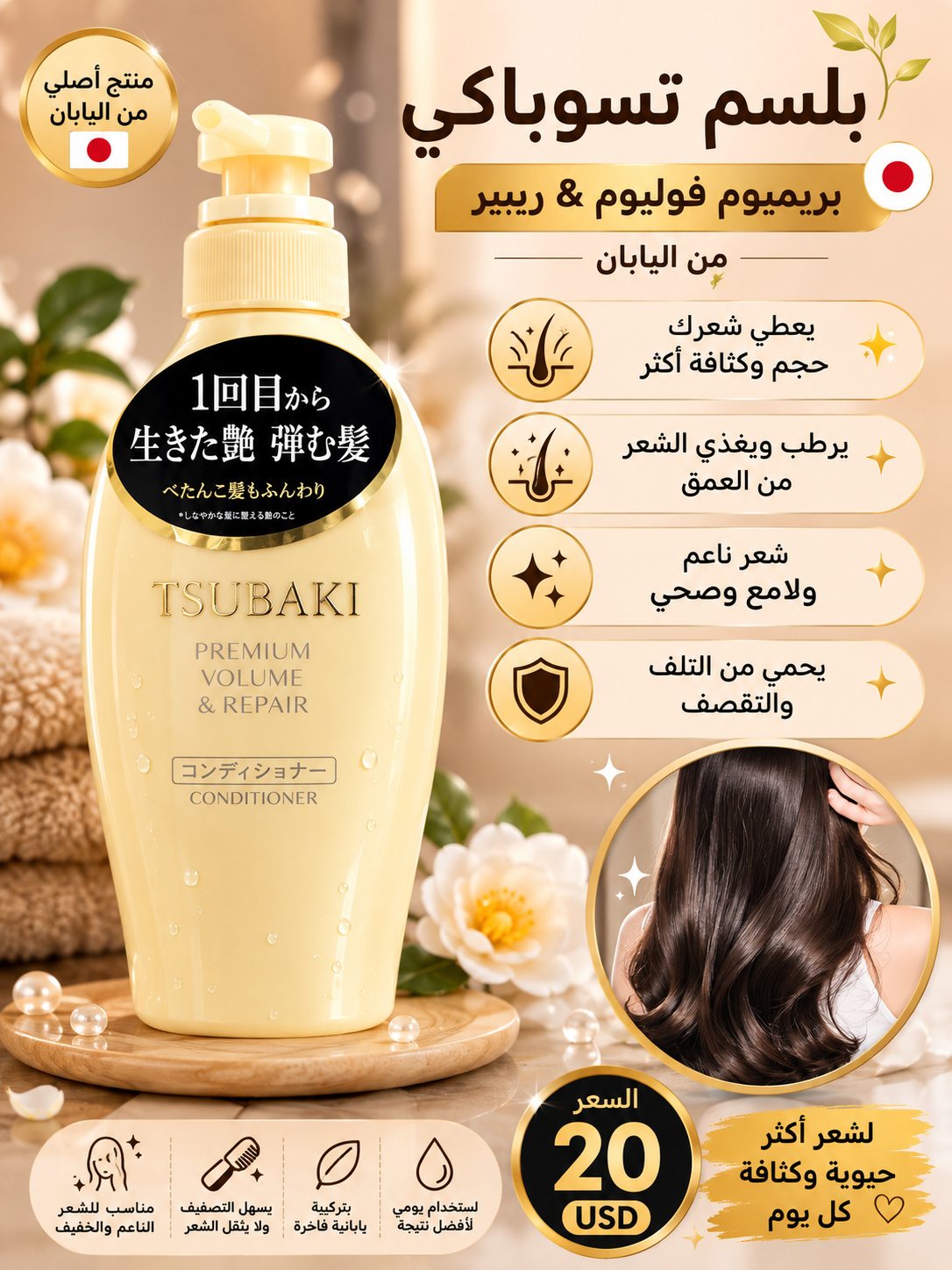 بلسم تسوباكي بريميوم فوليوم وريبير
