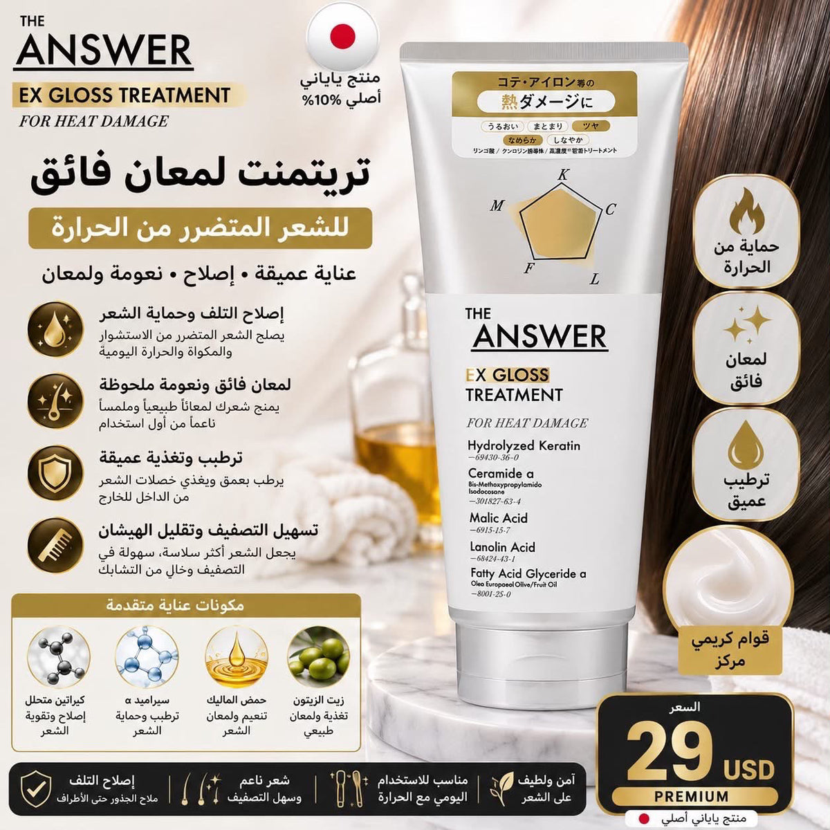 تريتمنت THE ANSWER الياباني للشعر المتضرر من الحرارة