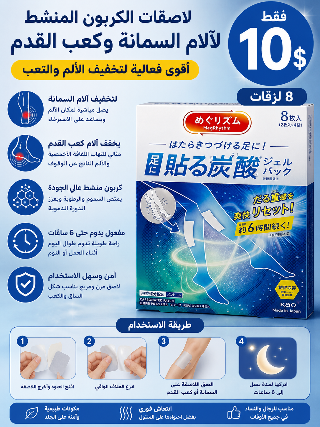 لاصقات الكربون المنشط لآلام السمنة وكعب القدم